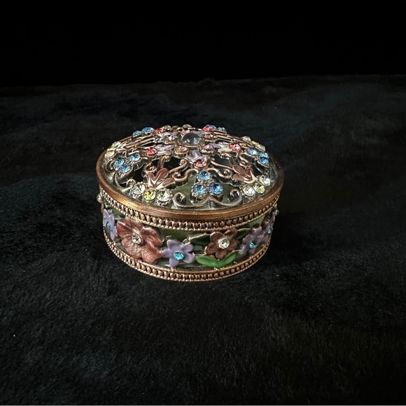 Jeweled Metal Trinket Box - Picture 7 of 10